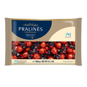 Maitre Truffout Hazelnut pralines 1 KG
Milk chocolate pralines with Hazelnut cream filling