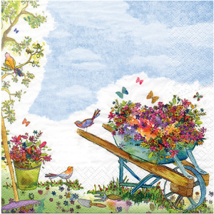 Lunch Napkins - Flower Wheelbarrow 6.5"x6.5"