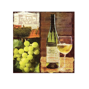 Cocktail napkins - White wine & green grapes 5"x5"
Pack of 20