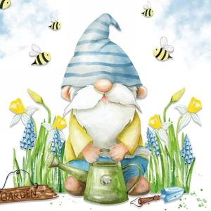 Lunch napkin - garden gnome 6.5" x 6.5"