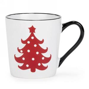 White mug with red tree 3.5"x4"H