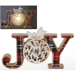 PAD520LJY - LED Wood & plaid JOY 8"x1"x6"H