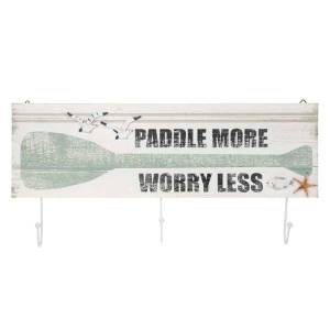 Paddle more wall plaque with 3 hooks 17.5"x2"x8"H