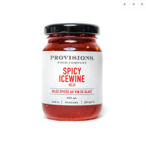 Provisions Spicy Icewine Jelly  125 ml., 12/cs
Fire and ice, where heat meets sweet! This Spicy Ice wine Jelly is the perfect topper for soft brie or goat cheese.
All Natural & Preservative Free, Vegan & Gluten Free.