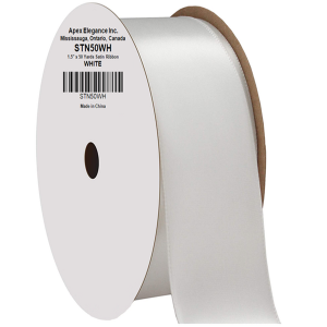 STN50WH - 1.5" Wide Satin ribbon, 50 yards - WHITE