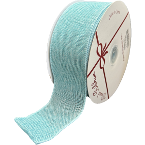 <p>Blue wired burlap ribbon 25 yard/roll - 2.5" wide</p>