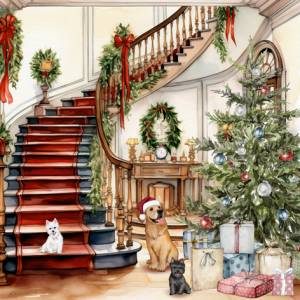 Lunch Napkins - Christmas House 6.5"x6.5"