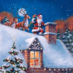 Lunch Napkins - Santa on the roof 6.5"x6.5"