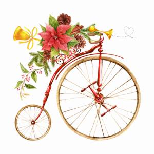 Lunch Napkins - Christmas Bicycle 6.5"x6.5"