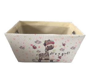 Rectangular Off white basket with It's a Girl Theme and a matching fabric liner 13