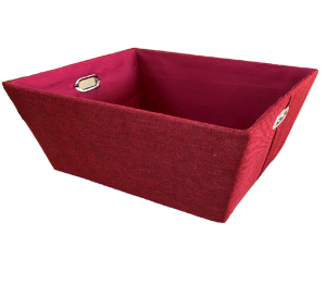 Large Rectangular Burgundy/Red basket with matching fabric liner  16