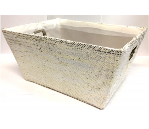 Rectangular Off White with glitter basket with matching fabric liner 11