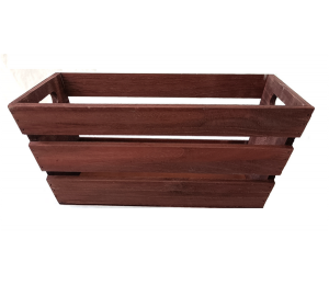 Rectangular tapered brown wood crate 14